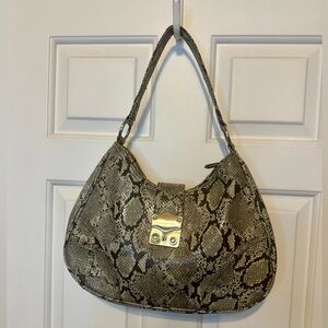New York & Co. Faux Snake Handbag w/3 sections & 3 pockets inside.